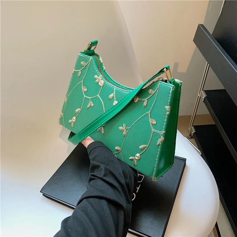 

Летняя кружевная цветочная вышивка наплечная сумка для женщин мягкая искусственная кожа подмышечные сумки пляжная дорожная сумка для девочек маленькая сумка-тоут