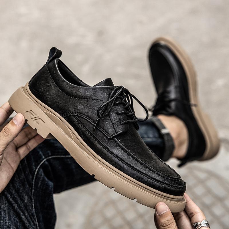 Autumn Brock Men's Shoes British Style Men's Dress Business Casual Leather Shoes Cowhide Trend Retro Tooling Board Shoes