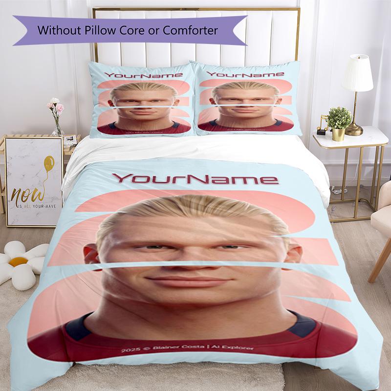 Haaland 59 Customize Your Name Bedding Set Breathable Duvet Cover with Pillowcases Home Decoration Birthday Gift