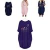 Women Dress Pullover Stylish Loose Fit Short Sleeve Casual Dress With Pocket