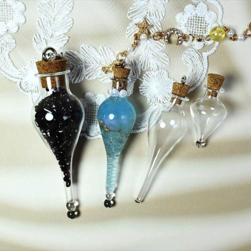 Collana con Bottiglia Magica Vintage Fai da Te Tappo Sughero Pozione Goccia d'Acqua Portafortuna Amuleto Catena per Maglione Gioielli alla Moda Regalo per Ragazze