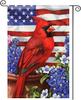Nuxovilar Veterans Day Garden Ag 12X18 IN Double Sided, Red Cardinal Bird Among Blue & White Owers On Army Garden  QQC EEL