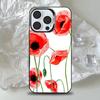 Red Poppy Watercolor Floral White Phone Case for iPhone 17 16 15 14 13 12 11 16E Series Pro Max Plus Double Layer Protection
