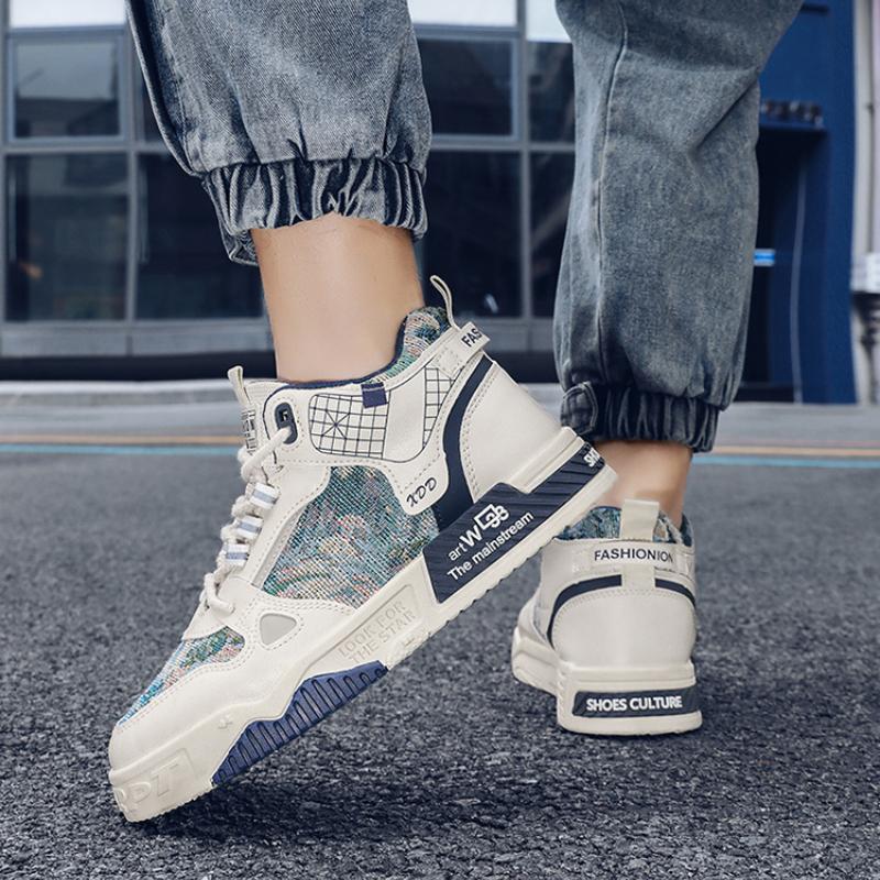 Youth High Top Sneakers for Men Fashion Brand Good Quality Casual Shoes Thick Sole Comfortable Non-slip Man Flat Skateboard Shoe