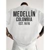Herrenbekleidung von der kolumbianischen Marke Medellin, Gemustertes T-Shirt - Dieses atmungsaktive Kurzarm-T-Shirt ist aus feuchtigkeitsableitendem Stoff gefertigt
