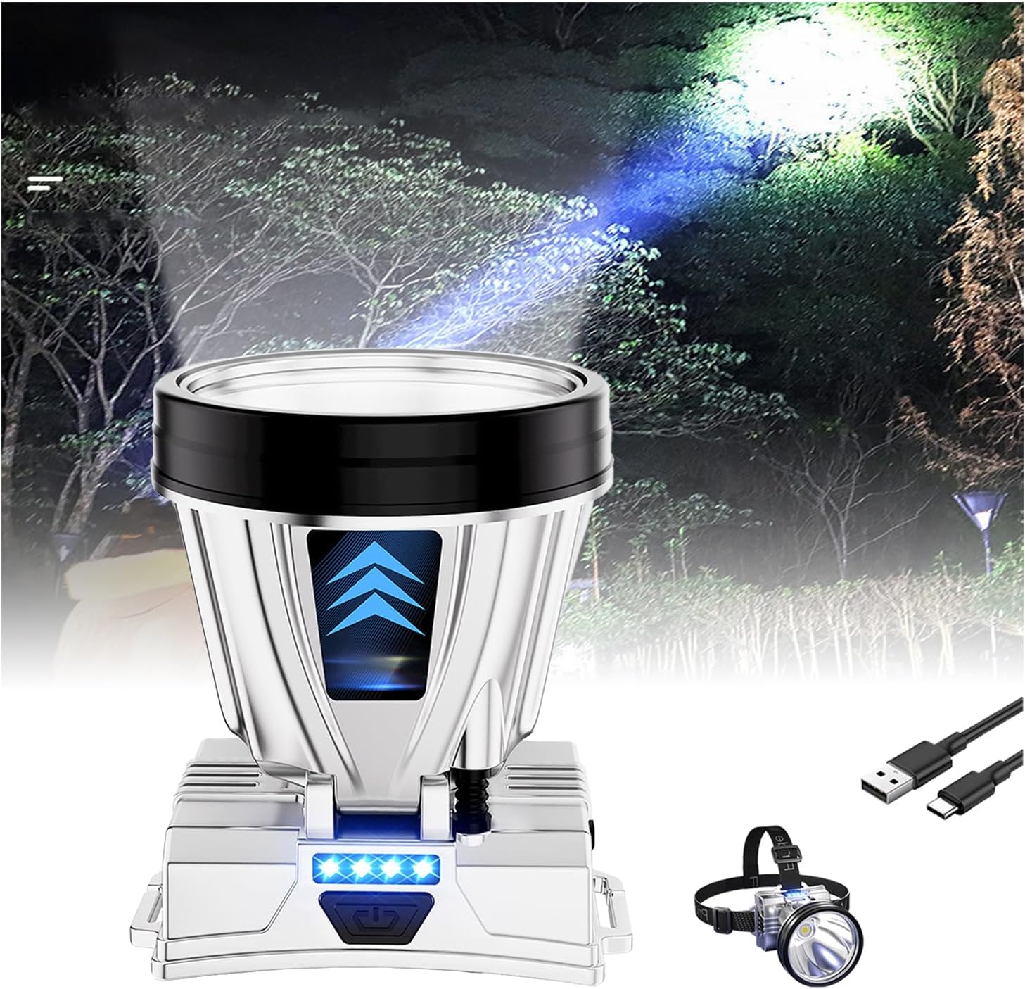 

Супер яркий перезаряжаемый налобный фонарь для охоты, светодиодный налобный фонарь для рыбалки, мощный уличный прожектор, водонепроницаемый портативный налобный фонарь для кемпинга