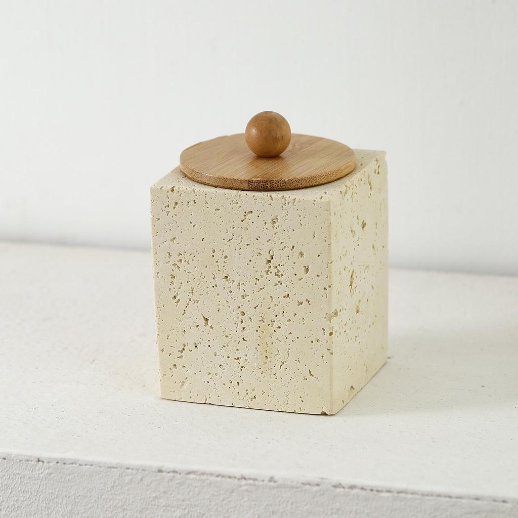 Set da Bagno in Pietra Wabi-Sabi: Bicchiere per collutorio, Portaspazzolino, Flacone per lozione, Diffusore, Portasapone e Vassoio.