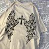 Casual Womens T-Shirts Cross Body and Flying Wings Funny Prints Short Sleeve O-Neck Soft Fashion Female Clothes
