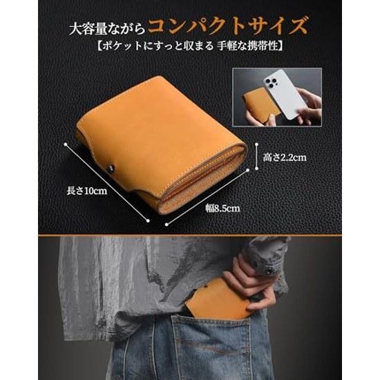 ObiOri Wallet Mens Pueblo Leather Genuine Made Japan Compact Small Mini Large Capacity Tri-Fold Box-Shaped Coin Purse Box Type Left-Handed Gift