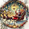 Christmas Santa Reindeer Round Metal Sign Vintage Wall Decor For Home Bar Cafe