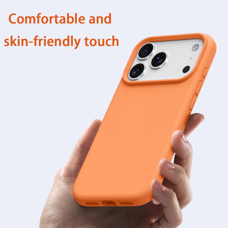 Orange Liquid Silicone Magsafe Case for iPhone 17 Pro Max Air Soft Magnetic Charing Cover For iPhone 12 13 14 15 16 Pro Max Plus