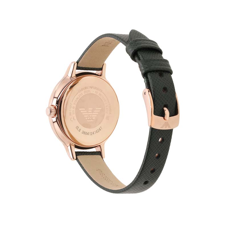 Emporio Armani Three Hand Green Leather Watch AR11577-CLG