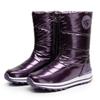 Bottes de neige pour femmes mi-mollet imperméables antidérapantes chaussures en coton plateforme épaisse bottes de neige d'hiver simples chaussures grande taille D520