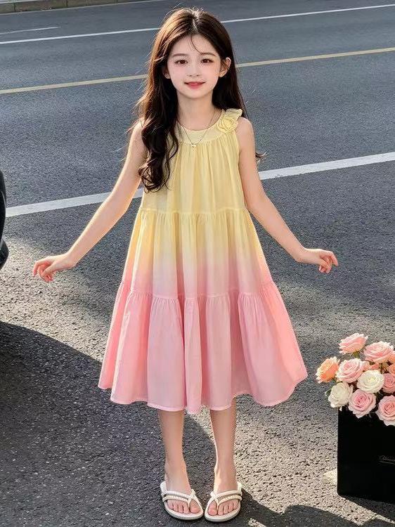 Girls' Stylish Halter Neck Summer Dress - 2026 Princess Skirt for Big Kids