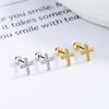 Geometric Cross Screw Back Earring Women Sterling Minimalist Ear Cuff Stud Jewelry