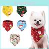Charming Christmas Dog Bandana Reversible Triangle Bibs Scarf For Large Pets