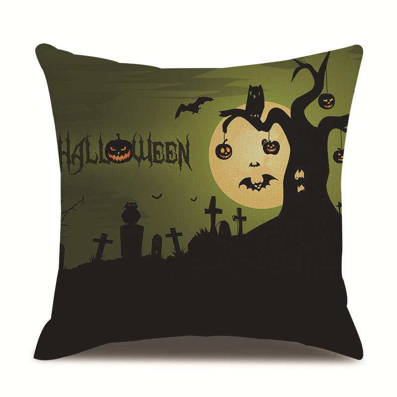 Halloween Linen Pillow Cover Printed Pillow Cover