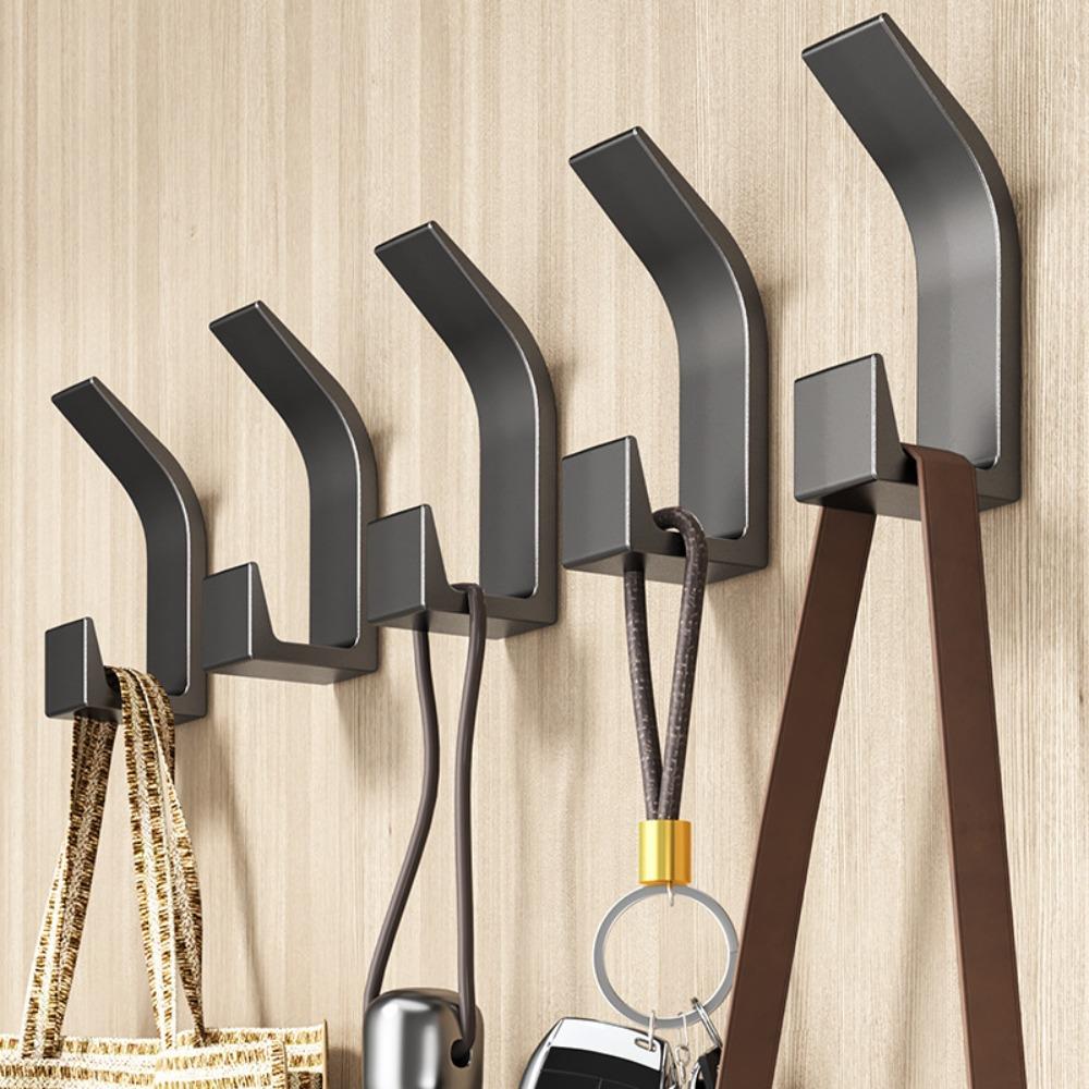 5PCS Hanger No Drilling Double Hook Key Holder Clothes Coat Hook Black White Towel Hook  Livingroom