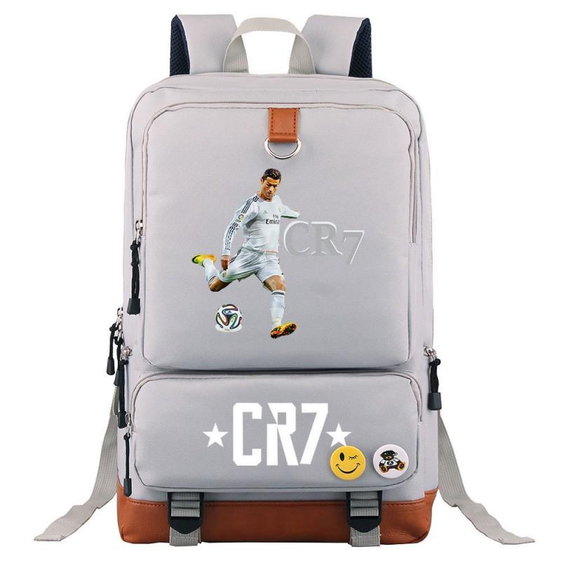 Cristiano Ronaldo Printed Youth School Backpack Teenagers Durable Oxford Fabric Breathable Padded Straps Unisex Travel Bag