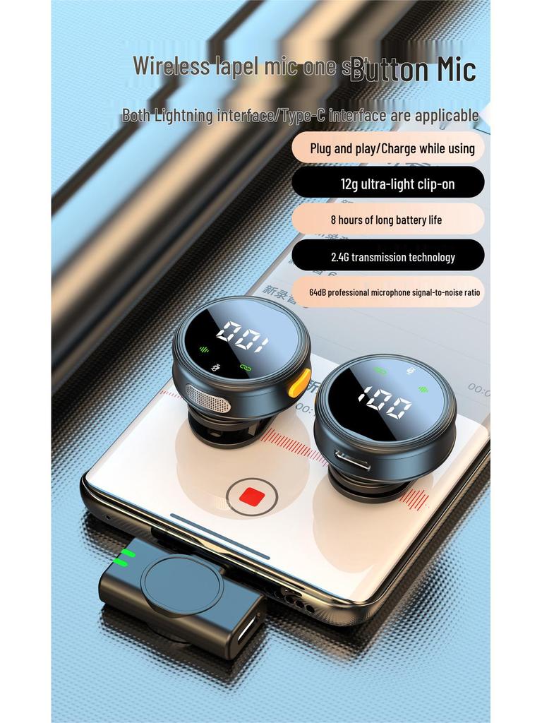 H25 Wireless Clip-On Microphone: Noise Reduction, Outdoor Video/Live Broadcast, Digital Display, Compact Size.