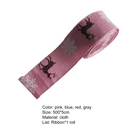 Losí stuha Krásná, pěkně vypadající stuha s drátěným okrajem s potiskem Vánoční losí vzor Stuha Barevná stuha na svatbu