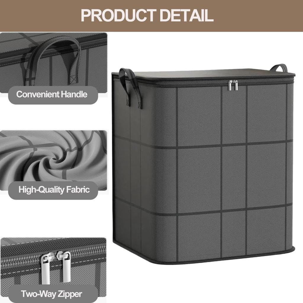 Dust-Proof Comforter and Bedding Organizer, Large Capacity Zippered Fabric Organizer for Bedding Clothes, Foldable Large-Capacity Storage Bags