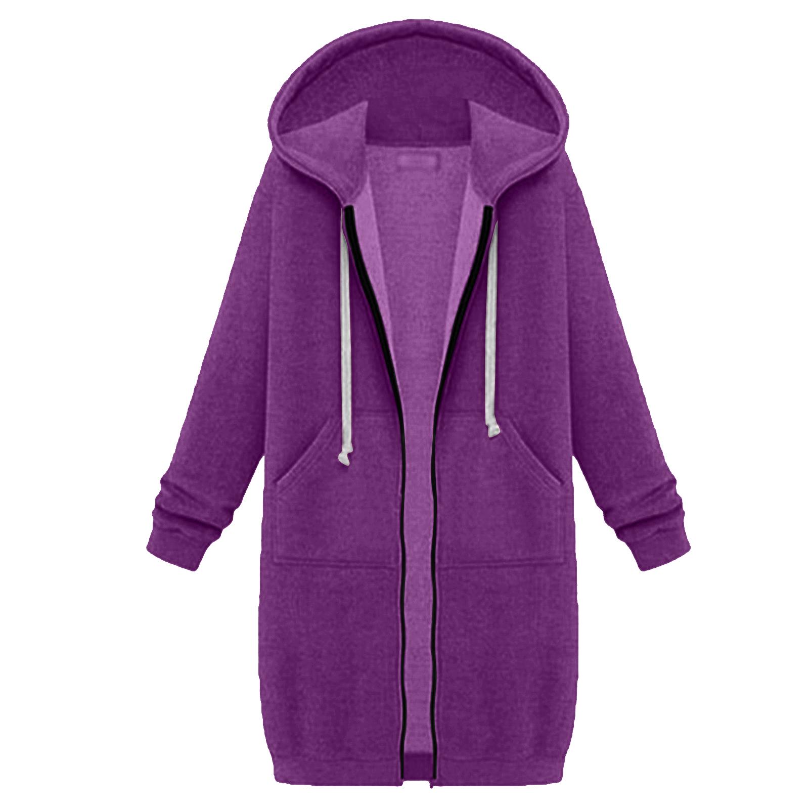 

Женский свитшот удлиненный свободный с длинными рукавами и капюшоном с карманами L темно-фиолетового
