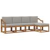 Outdoor Sofa Set with Cushions 5 Pcs Natural and Light Grey