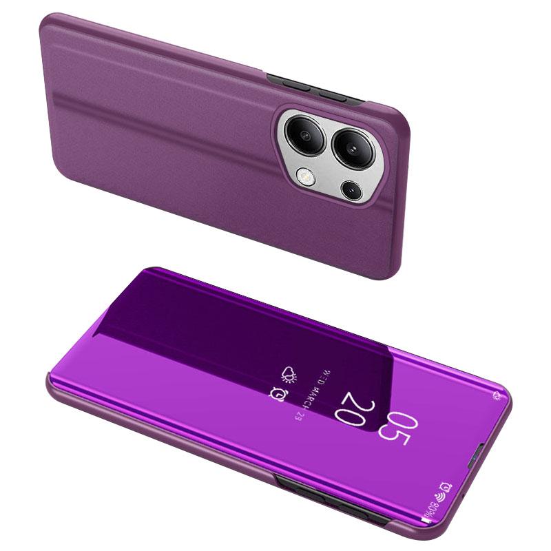 For Xiaomi Redmi Note 13 4G Case View Window Electroplating Leather Phone Cover Stand