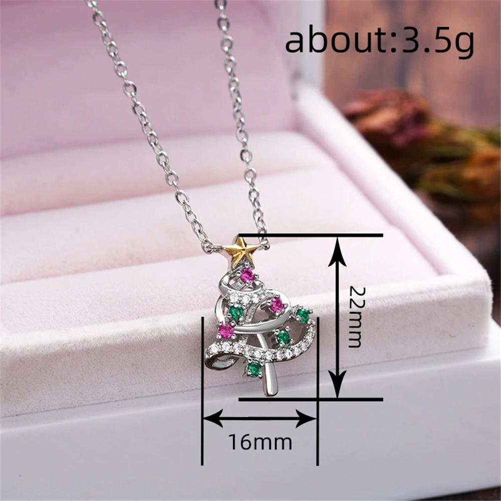 Charm Female Christmas Tree Pendant Necklace Vintage Silver Color Wedding  For Women