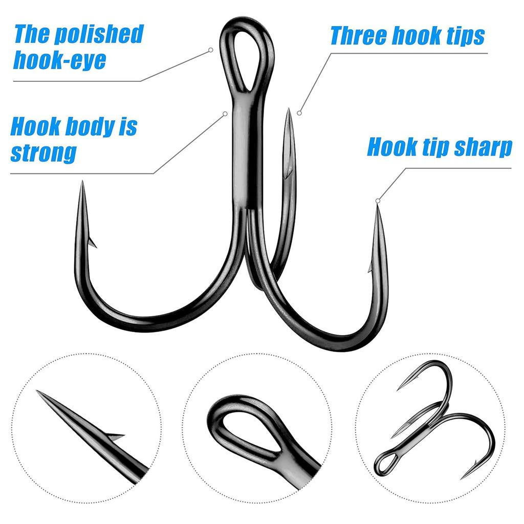 500Pcs High Quality Super Sharp Anchor Hook,Size #1-14# Sea Fishing Hooks Treble Hook Triple Hooks for Fishing Anzol De Pesca