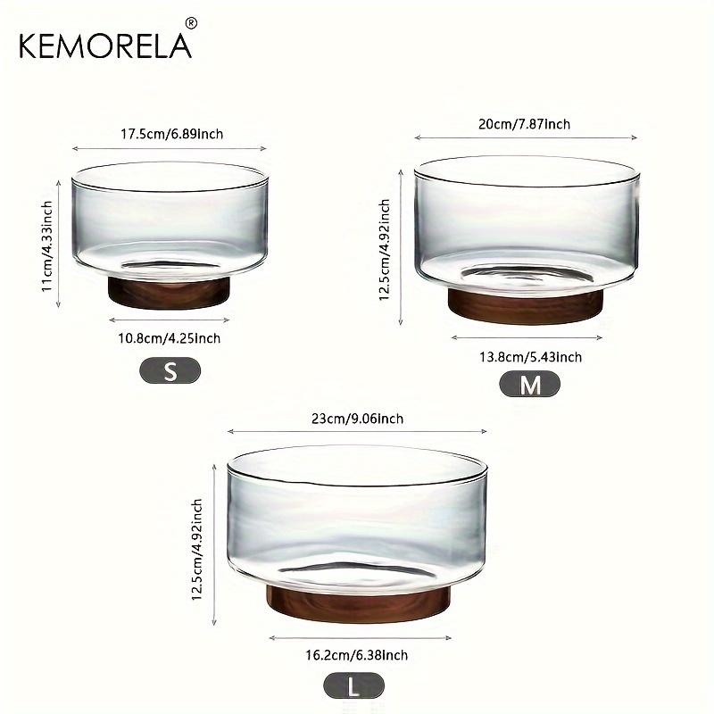 Szklana miska na owoce Kreatywna duża miska na sałatę Drewniana podstawa Miski do przechowywania przekąsek, popcornu, orzechów Domowy pojemnik do przechowywania przekąsek na Boże Narodzenie