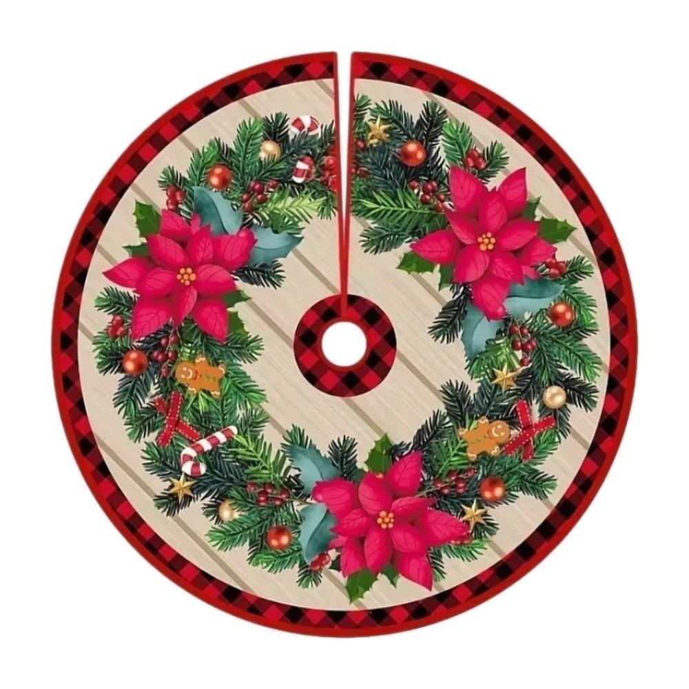 Round Christmas Tree Skirts 90cm 35in Xmas Tree Foot Cover Christmas Tree Mat Wedding