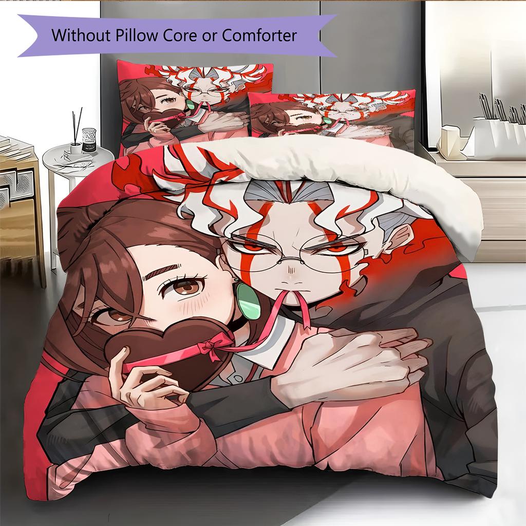Set Copripiumino Trapuntato con Motivo Anime Federe Decorazione Casa Regalo di Compleanno (1 * copripiumino + 2 * federa, senza nucleo)