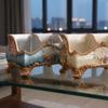 Resin European Style Storage Box Flower Pattern 3 Compartment Remote Control Box Decorative Retro Remote Control Holder