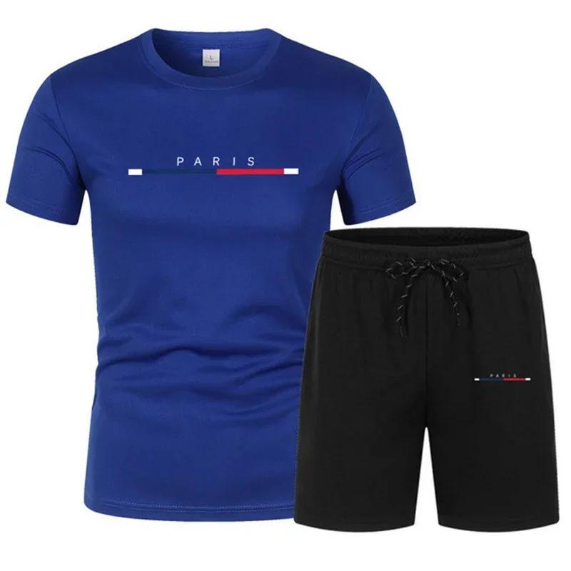 Fashionable Casual Two-piece Sportswear Quick-dry T-shirt Paired with Shorts Men's Breathable Sports Training Suit