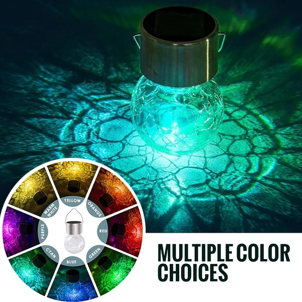 Solar Lanterns Outdoor Colored Hanging Solar Lights Waterproof Globes Garden Lights Decorative Light Up Ornaments for Fence Hook Tree Ornaments