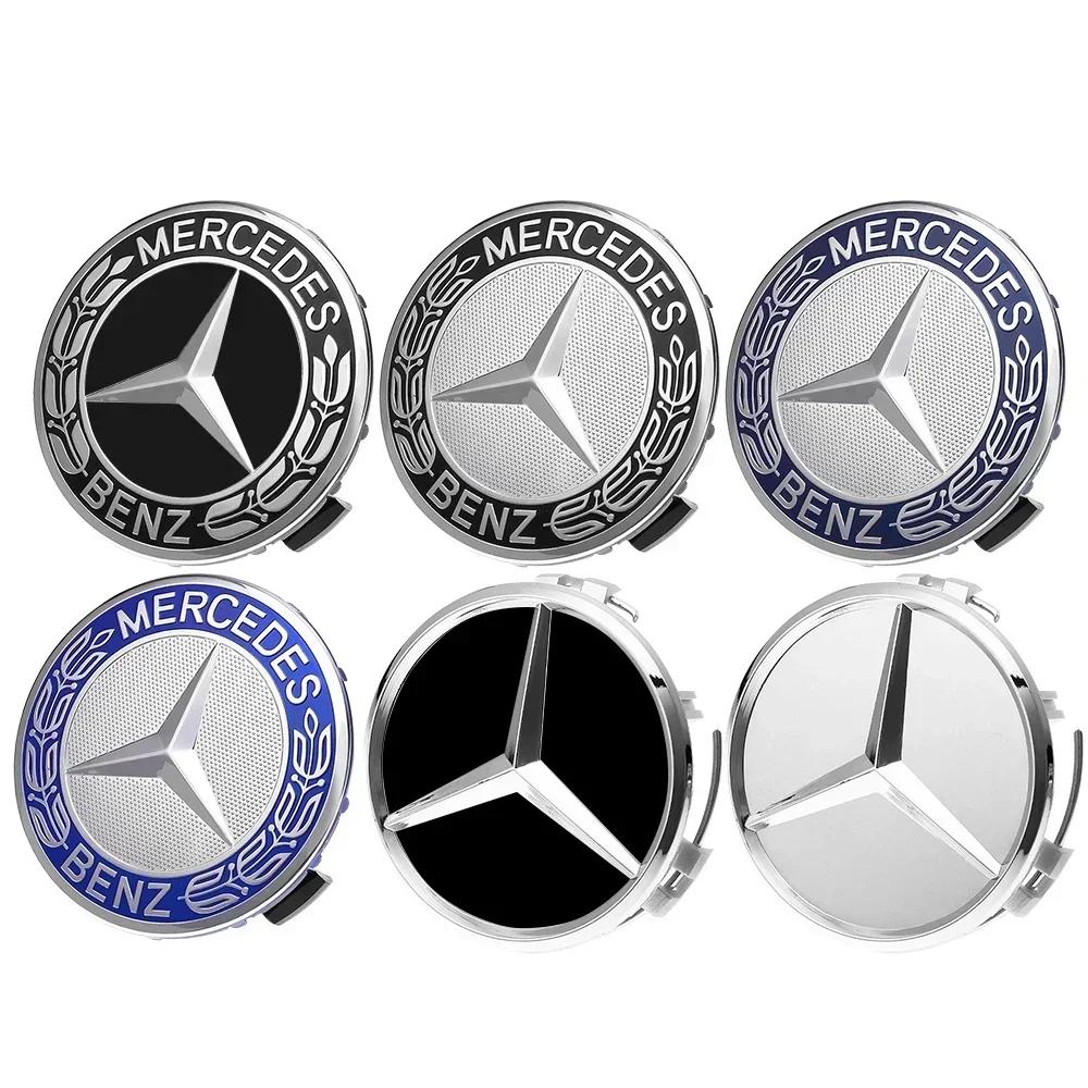 For Mercedes Benz 75MM Car Styling Wheel Center Covers Hub Caps Replacement For Mercedes Benz W211 W203 W204 W210 W124 AMG W202