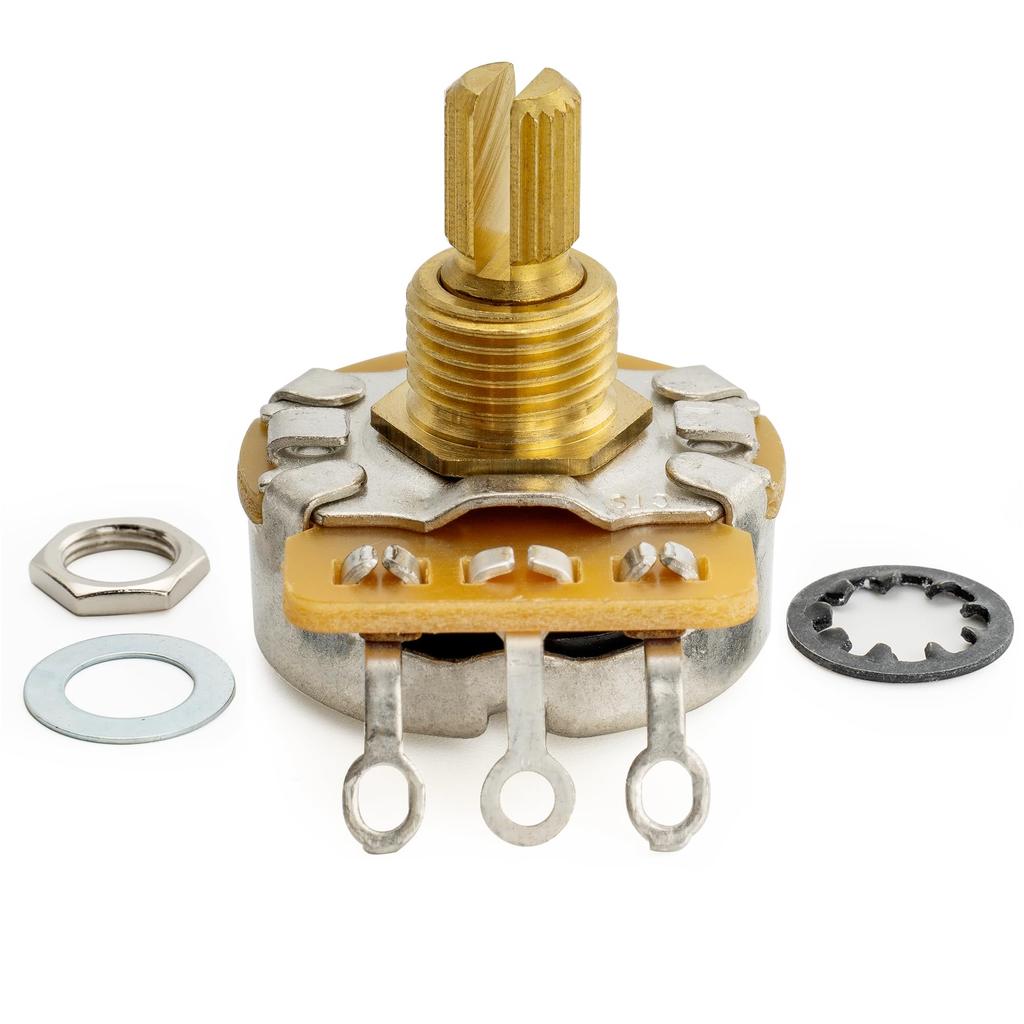 CTS 450G A250K Pot Brass Short Split Shaft Potentiometer for Electric Guitar Bass of 1/4" 10% A-Curve (Set 2)