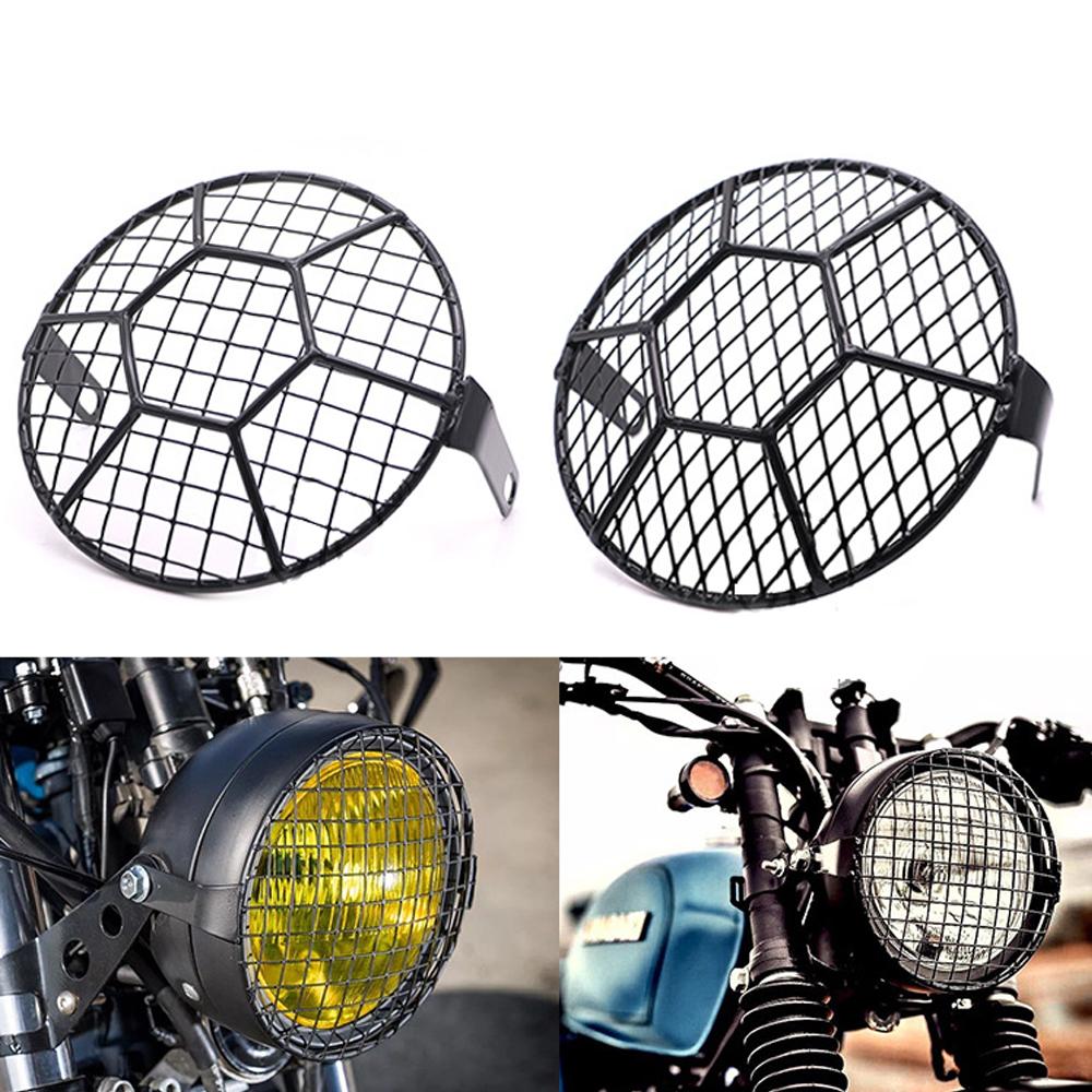 Motosiklet Evrensel Vintage Far Koruyucu Retro Izgara Işık Lamba Kapağı Harley Ducati Chopper Yamaha Cafe Racer İçin