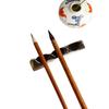 Ebony Inlaid Copper Brush Holder: Solid Wood Pen Rest for Calligraphy Supplies