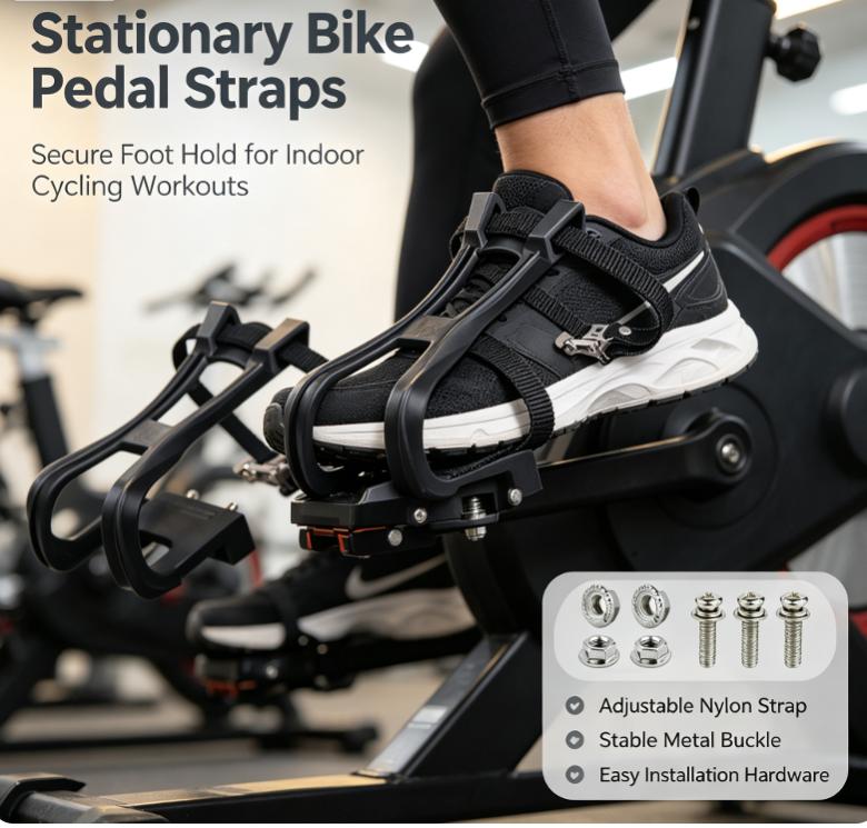 1 Pair Bicycle Pedal Toe Clip Straps Adjustable Anti-Slip Durable Foot Belts for Fixie BMX Road Bike Outdoor Cycling