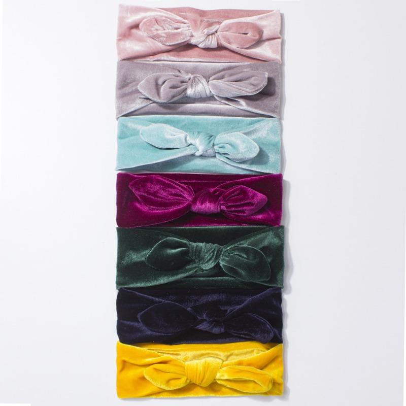 

New baby golden velvet headscarf cute baby rabbit ears headband warm children s jewelry autumn and winter models