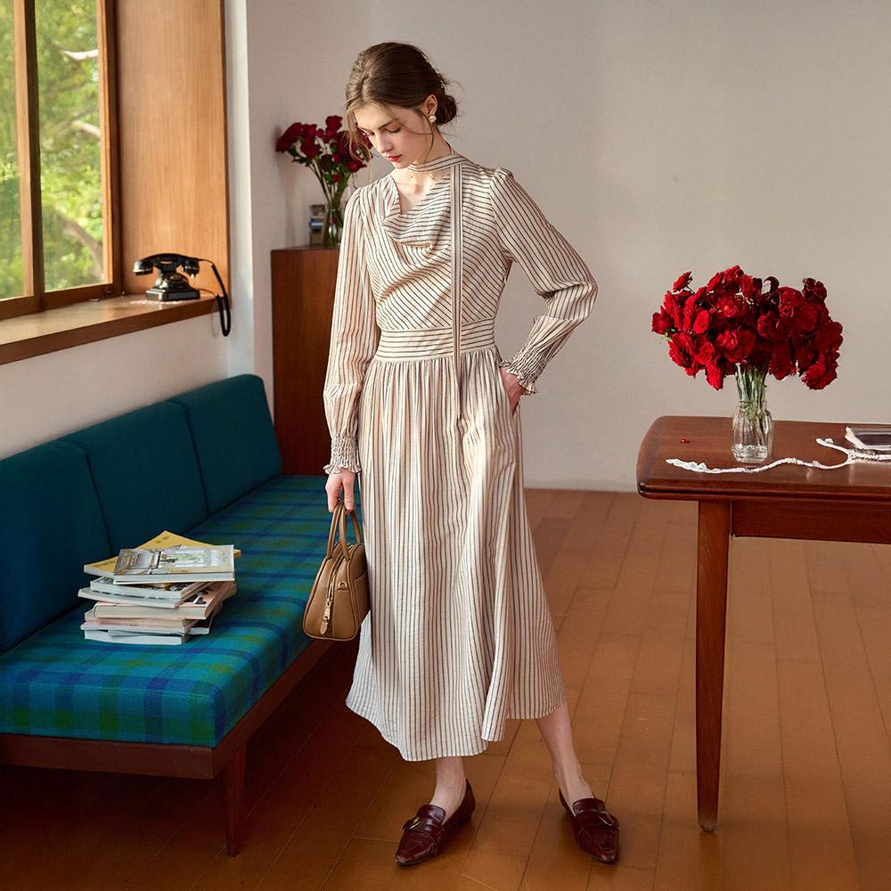 Simpeulleteulo Sr_Antique Hemp Striped Dress