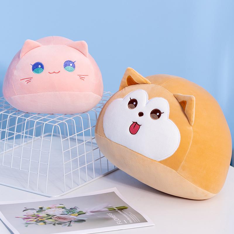 Large Cute Round Cat Doll Throw Pillow Shiba Inu Dog Plush Toy Rag Doll Little Cat Doll Girl Sleeping Pillow Birthday Gift
