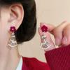 Unique Horse Theme Ear Studs Gold Finish and Stones Adorned for Parties Formal Event Elegant