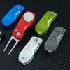 Golf Divot Repair Tool with Popup Button Mini Golf Divot Tools Foldable Golf Green Fork Golf Magnetic Marker Pitch Mark