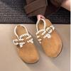 Japanese slippers soft sister embroidery sweet and cute Birkenstock soft bottom  bag head slippers lace