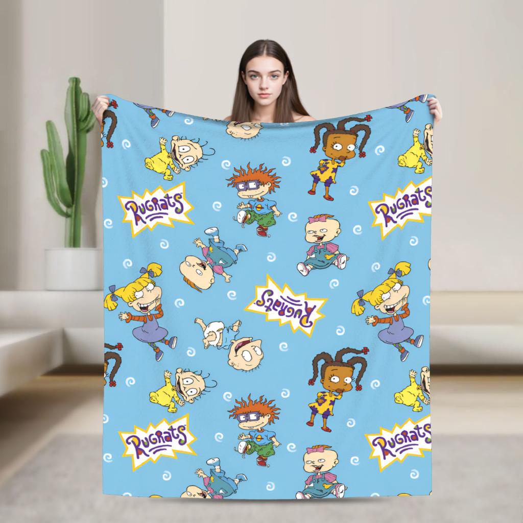 Rugrats Playful Character Blankets  Warm Soft Plush Throw Blanket For Couch Chair Airplane Travel Flannel Bedspread Bed Cover