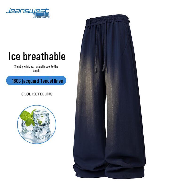 Jeanswest Men s Ice Silk Linen Blend Straight-Leg Pants 4XL